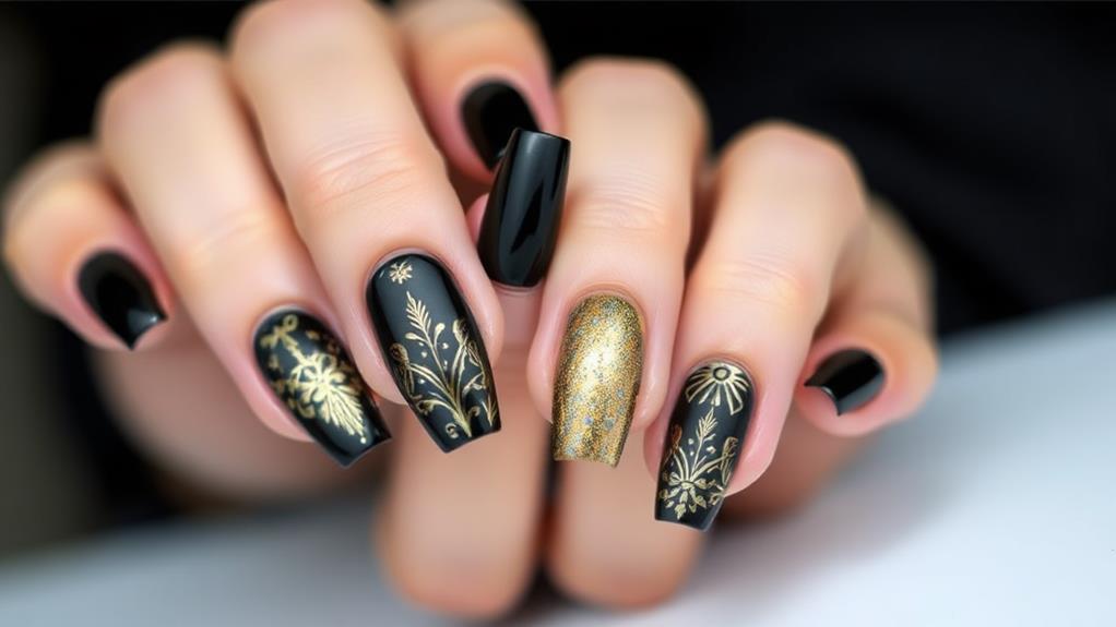 trendy black gold nail designs