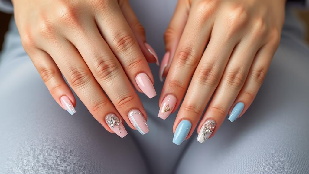 trendy gender reveal nails