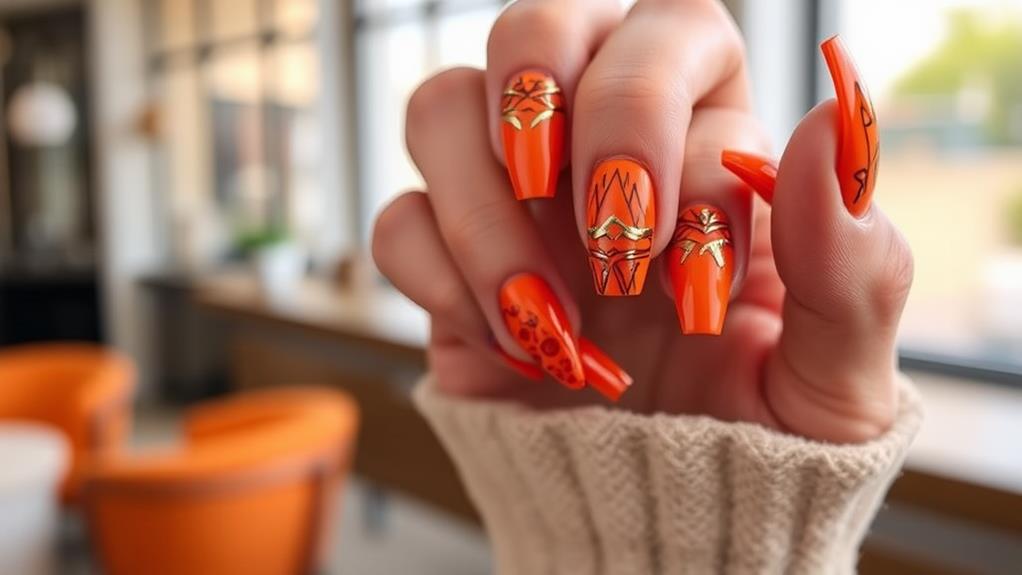 trendy orange nail designs