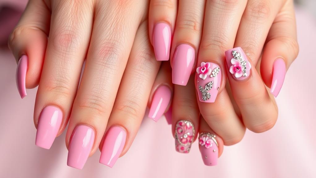 trendy pink nail designs