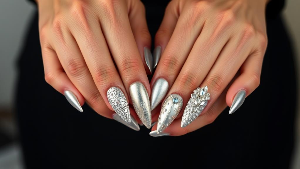 trendy silver nail designs